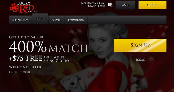 A screenshot of Lucky Red, one of the top crypto craps sites.